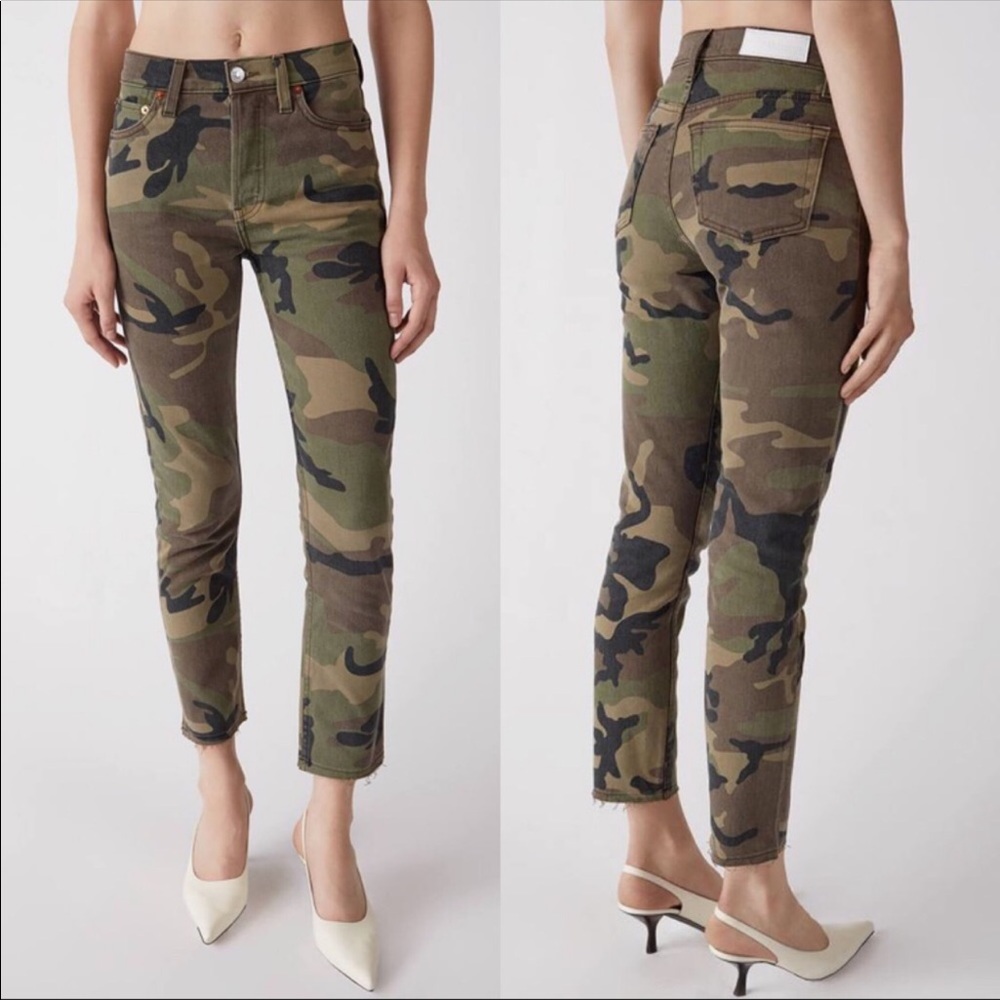 NWT re/done high rise ankle crop raw hem jeans